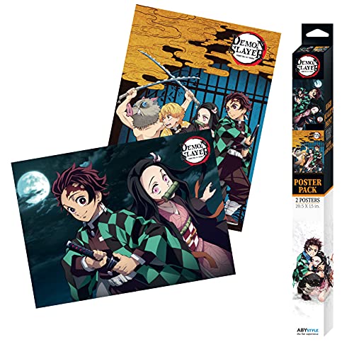 ABYstyle - DEMON SLAYER Set 2 Chibi Posters Groupe & Duo (52 x 38 cm)