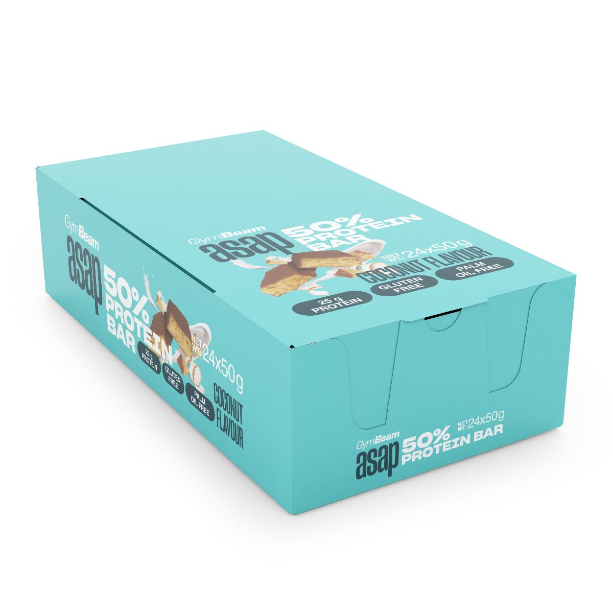GymBeam Barretta Proteica 50% - Snack Proteico Senza Glutine e Senza Zuccheri, Protein Bar Ideale per Crescita Muscolare e Salute delle Ossa, Perfetta per Palestra, Scuola, Lavoro e Viaggi, Cocco