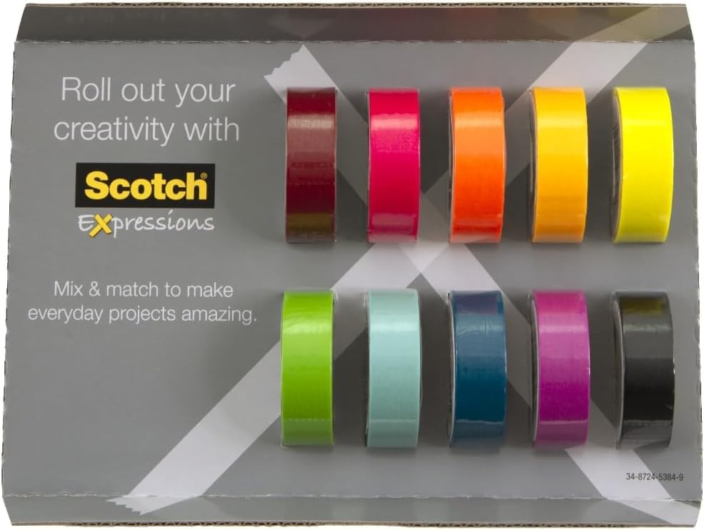 Image of Scotch Washi Tape, 10 Rolls, Great for Use in Bullet Journal, School Supplies, Craft Supplies, and Teacher Appreciation Gifts (C317-10-SIOC) (Pack of 8)