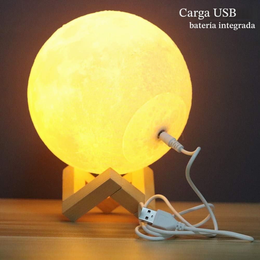 MYKJpuzzle Lampara Luna Personalizada 3D Con Tu Foto Y Texto, Recargable 16 Colores Remoto Y Táctil Controlar, Moon Light Lamp Diámetro 20 Cm