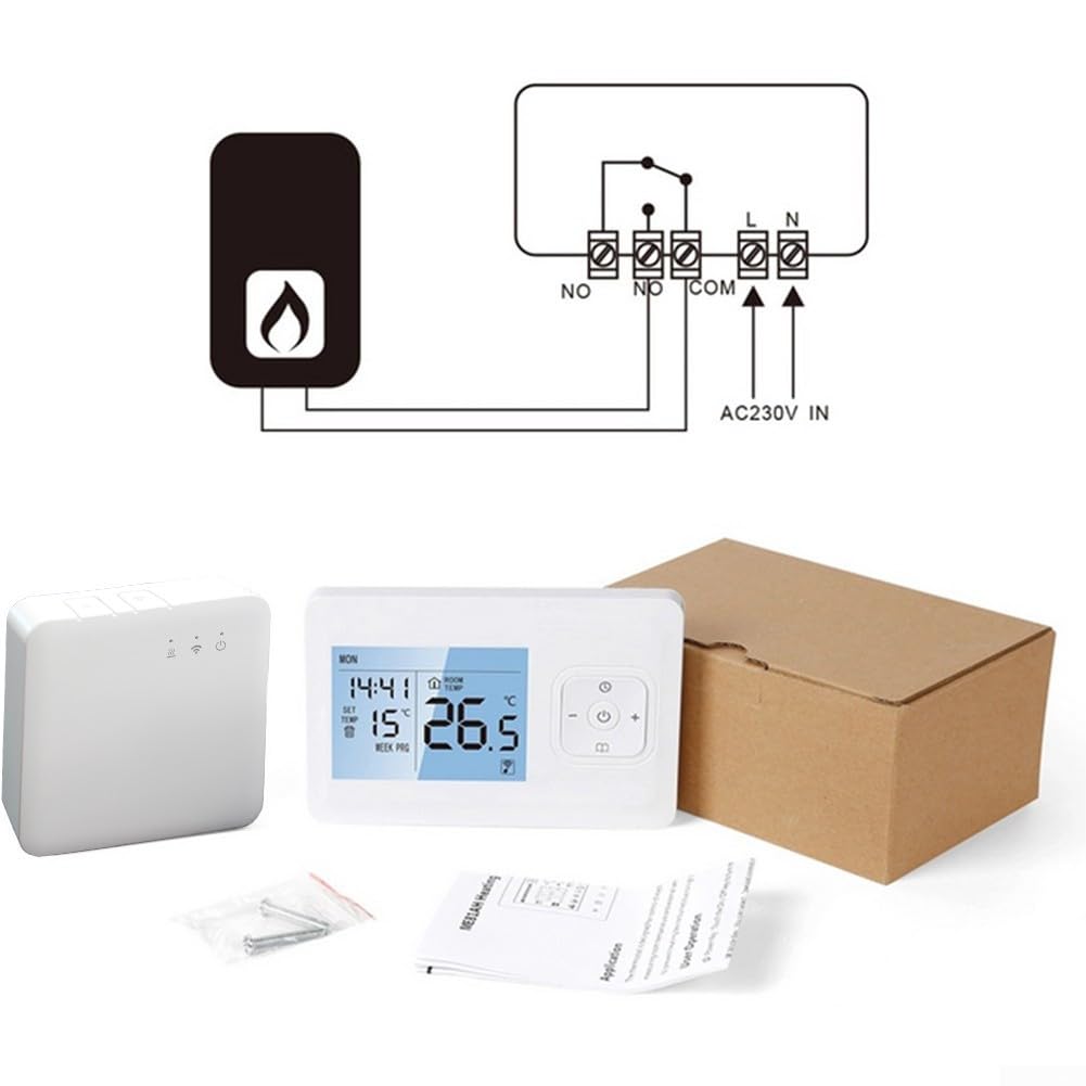 Thermostat intelligent sans fil pour Tuya, ME901H Contrôleur de température WiFi avec contrôle par application téléphonique pour chauffage programmable