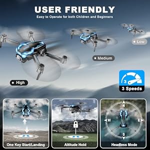 2K HD FPV Drone with Camera for Adults - Altitude Hold, One-Key Takeoff/Landing, 3 Speed Modes, Headless Mode, 2 Batteries, Foldable & Portable, Best Gifts for Beginners, Teen Boys & Girls — photo 6 of 6