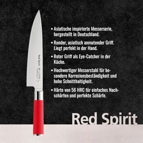 F. DICK Kochmesser, Küchenmesser, Red Spirit (Messer mit Klinge 21 cm, X55CrMo14 Stahl,...