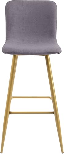 Miniatura 5 de Juego de 2 taburetes de bar, tapizados de tela, altura de mostrador, respaldo bajo, sillas de comedor sin brazos con reposapiés, 30 pulgadas, gris