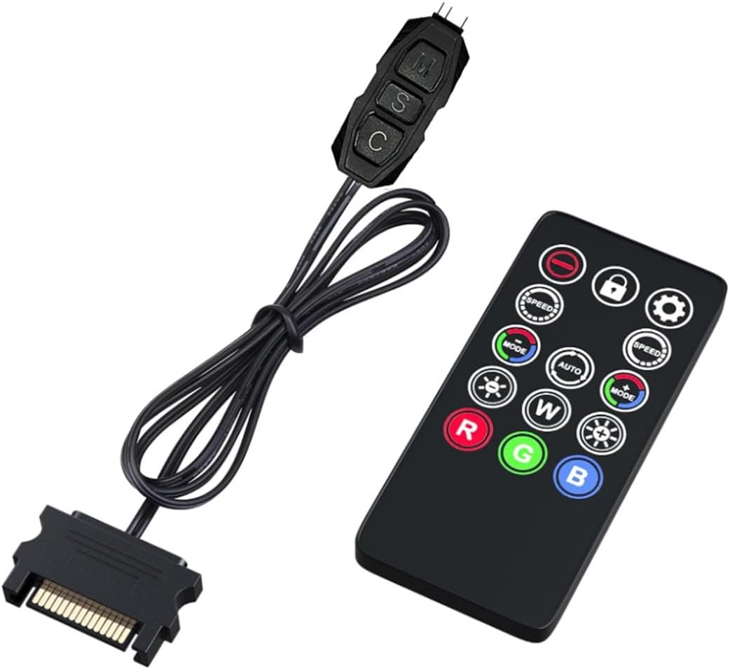 ShakingTank Mini ARGB PC Fans Controller Kit for RGB Case Fans, PC ARGB LED Strip，14 Key-17Key Remote Control Switch Colors Fan