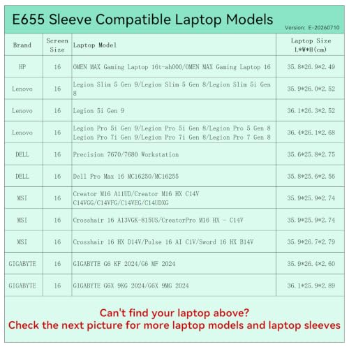 Image of Smatree Elite Laptop Sleeve for 16 inch Lenovo Legion,DELL Precision /Pro Max, MSI Crosshair /CreatorPro /Creator, Protective Laptop Case with Pocket (E655)
