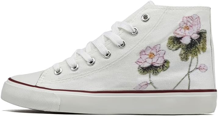rosyclo Women's High Top Canvas Sneakers Fashion Lace-up Classic Casual Walking Shoes - Image 3