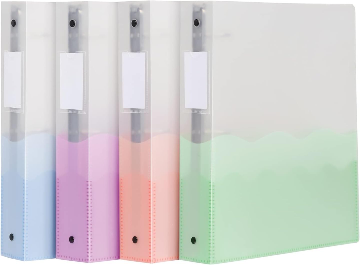 Oxford Wave Binders, Binders for School and Office, Strong Flexible Poly, 4 Wave Pockets, 4 Assorted Colors, Transluscent Covers, Holds up to 350 Sheets, 1.5 inch Binder, 4-Pack (91091)