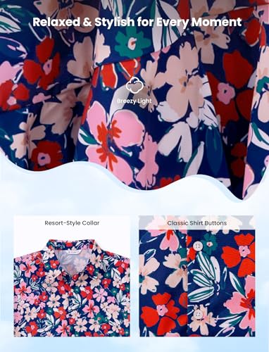 Image of PATPAT Couples Matching Outfits Hawaiian Women Dresses & Men Shirts | Matching Cruise Outfits for Couples, Beach Vacation Outfits, Spaghetti Strap Midi Sundress, Men Boho Tropical Print Shirt