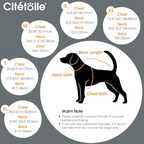CITÉTOILE Wintermantel Hundemantel, Warme Winterjacken mit Fleece für Hunde,Hundejacke Hundekleidung Hundepullover Dog Coat mit Geschirr Loch für Chihuahua Dackel, Grau, XS