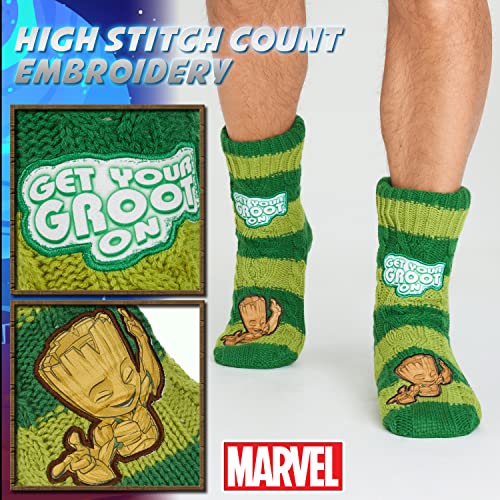 Marvel Pluizige Sokken, Heren pantoffelsokken, Zwart, Panther Thor, Warme Gebreide Sokken - Afbeelding 4