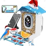 Smart Bird Feeder with Camera - 2K Live Stream, AI Species Recognition, Solar-Powered, Motion Alerts, Squirrel-Proof Weight-Sensor + Large Capacity, Weatherproof Design, Gift for Birds Lover