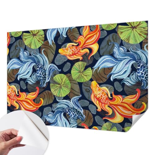 Murales de peces para decorar salones modernos con vinilos decorativos de 152x104 cm 2