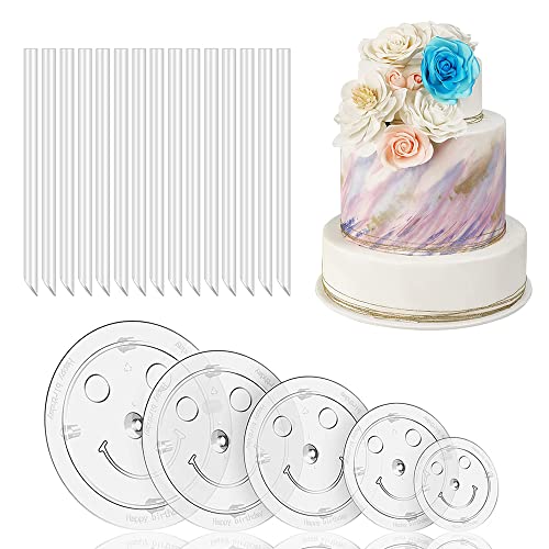 5 Planches à Gâteaux, Base De Gâteau, Plat Gateau Sur Pied Plastique, Plateaux De Séparation De Gâteau, 12 Pièces Dowels Pour Gateau, Pour Construction...