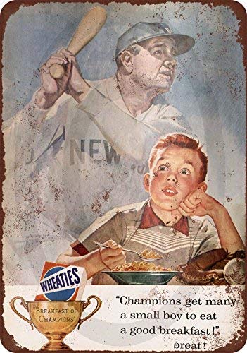 Ingzzaac Metalpostera116846 New Tin Sign Aluminum Retro 1956 Babe Ruth And Wheaties Metal Sign 8 X 12 Inch