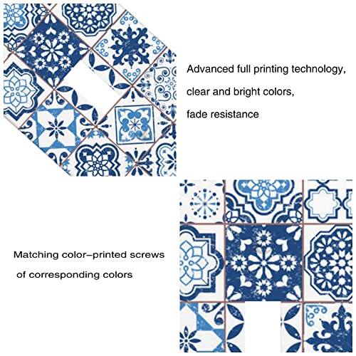 Blue Moroccan Tiles Light Switch Plate Cover 1 Gang Toggle Decorative Wall Plate 4.5" X 2.76", Screws Included, Unbreakable #TOP2