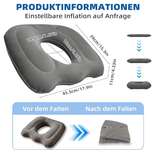 Youery Sitzkissen Orthopädisch, Sitzring Steißbein Entlastung,Donut-Form entlastet Gesäßbereich, Für Büro, Auto, Rollstuhl und bei Hämorrhoiden oder nach Operationen
