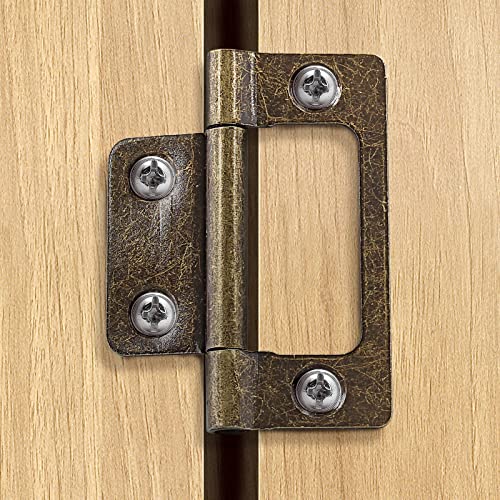Waziaqoc 4Pcs Non-Mortise Hinges, 2" X 0.9" Chest Hinges Heavy Duty Iron Bi-Fold Butt Hinges With Screws For Cabinet Wooden Box Cupboard Window, Bronze Color #TOP5