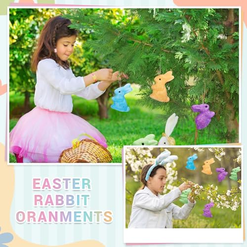Set 6 Adornos Conejos de Pascua para Árbol miniatura 5