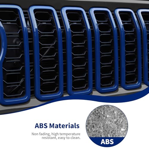 Image of JeCar Front Grille Inserts Grill Frame Trim Covers Exterior Accessories Compatible with Jeep Wrangler 2024 JL JLU & Gladiator JT 2024, Blue