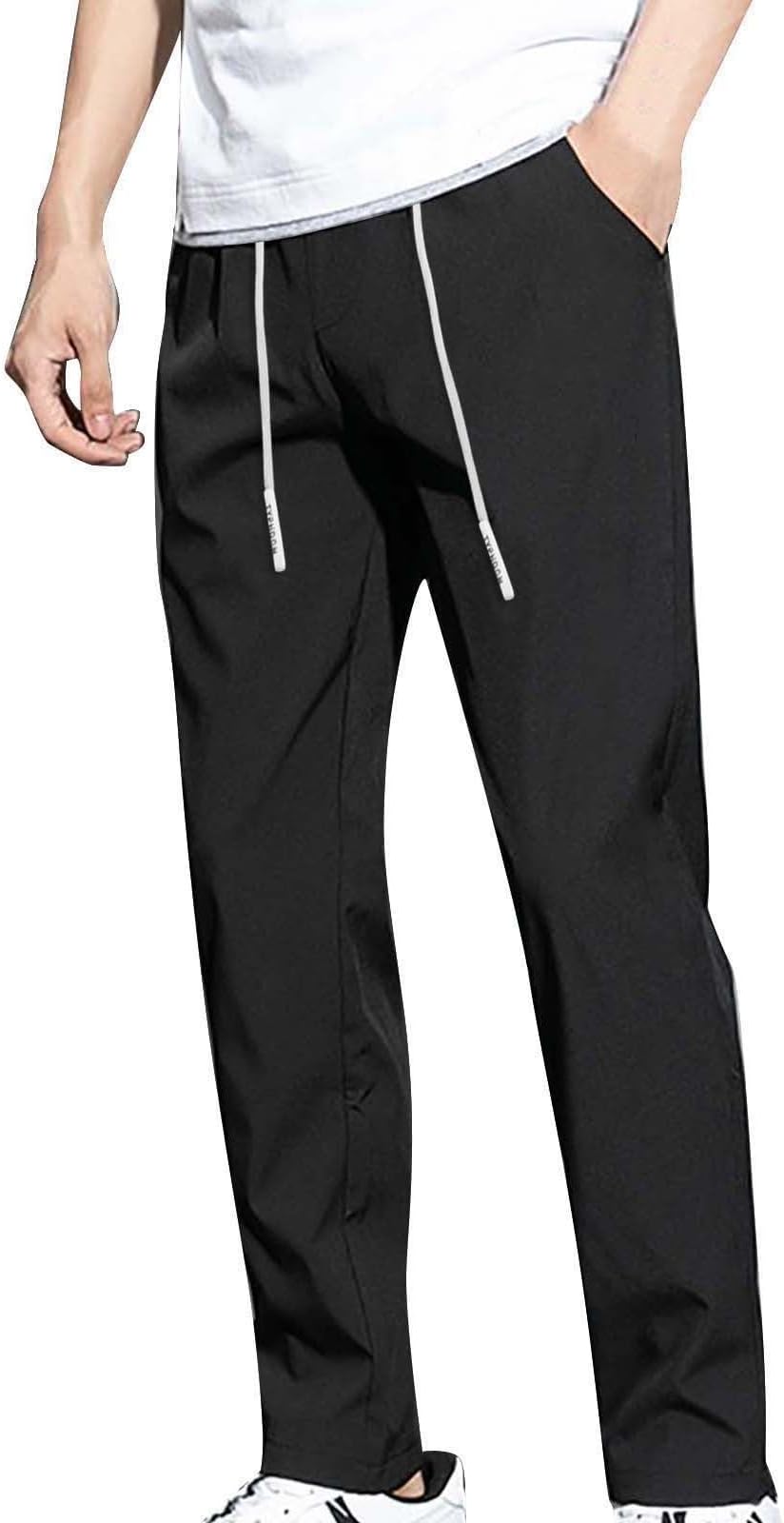 Men's Tracksuit Bottoms Quick Drying Hiking Pants Stretch Joggers Training Running Trousers Breathable Drawstring Trousers Athletic Gym Workout Sports Pants