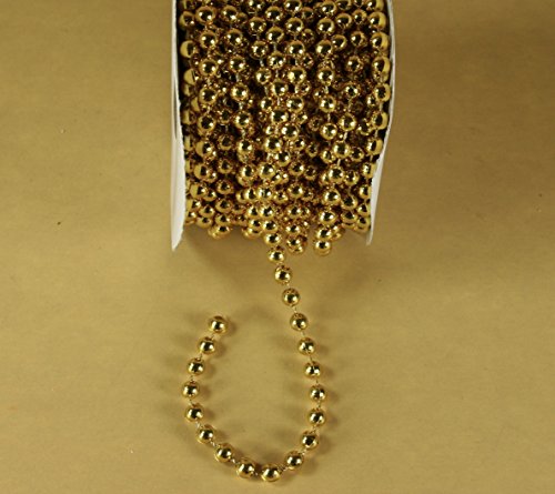 Dreampartycreation 6mm Faux Pearl Plastic Beads on a String Craft 12 Yards Roll (GOLD)
