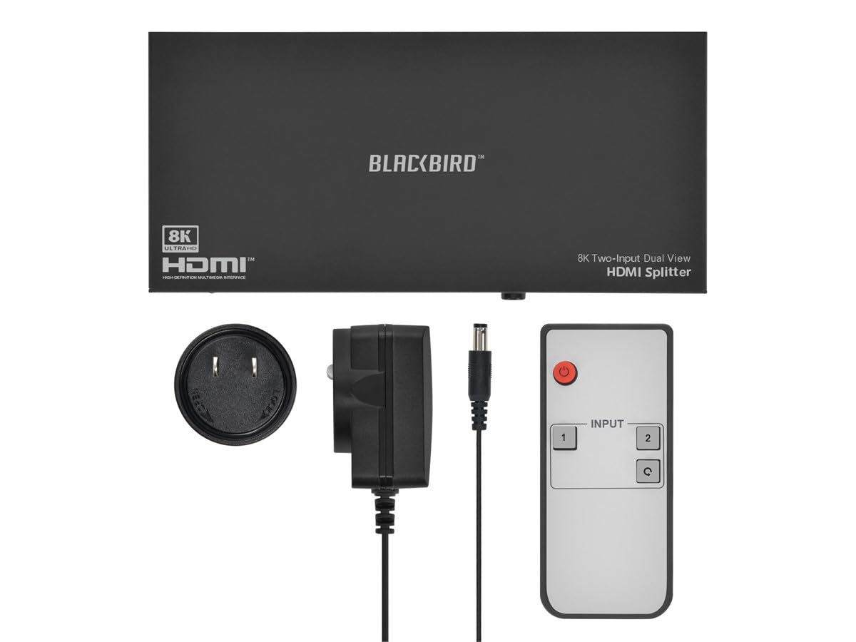 Monoprice Blackbird 8K Dual Function Splitter/Switch (1x2 Splitter o 2x1 Switch), 8K@60, 4K@120, 40Gbps, HDR, HDMI 2.1, HDCP 2.3, EDID