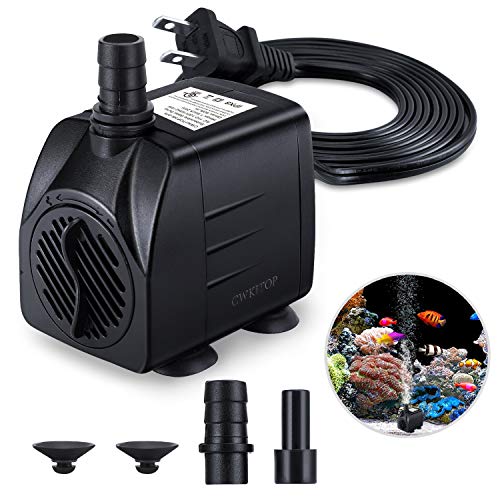 Fountain Pump, 220GPH(15W 900L/H) Submersible Water Pump, Durable Outdoor Fountain Water Pump with 7.2ft（2.2m） Power Cord, 3 Nozzles for Aquarium, Pond, Fish Tank, Water Pump Hydroponics, Fountain