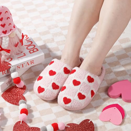 Image of Women's Men's Happy Face Heart-shaped Cat Slippers - Retro Leopard Print, Memory Foam, Soft Plush, Warm, Anti-Slip Home Shoes