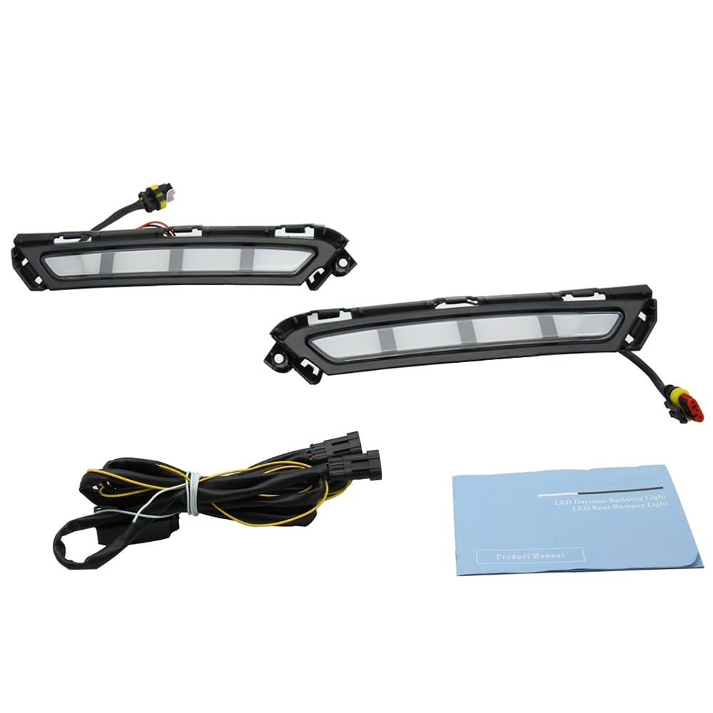 Lampade diurne del Riloer, luci da corsa Daytime LED con luce di guida bianca + segnale di svolta dinamico giallo, lampada di segnale di svolta a paraurti LED con 2 modalità di illuminazione