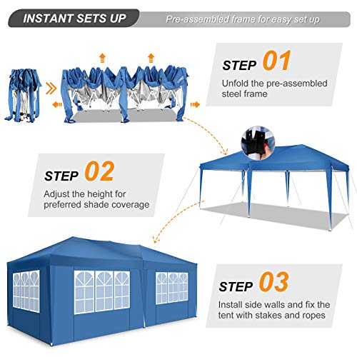 cobizi 3 x 6 m paviljoen, outdoor vouwpaviljoen, zware belasting, passerdichte vouwtent, met 6 zijwanden voor feestjes… - Image 3