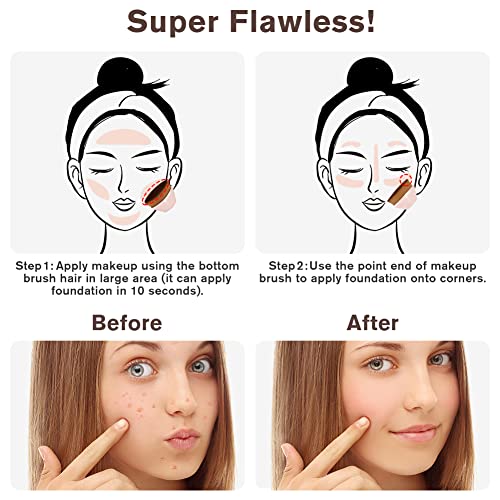 Auauy Foundation Makeup Brush, Foundation Brush For Liquid Makeup, Kabuki Face Brush Multifunctional, For Flawless Powder, Blending Liquid Or Cream Cosmetics With Portable Case (Pink) #TOP2