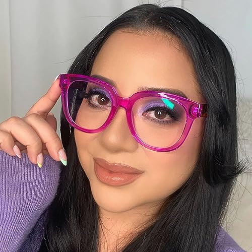Image of Zeelool Unisex Retro Oversized Square Blue Light Blocking Glasses Harrell ZOP049594 Purple