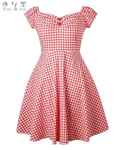 Image of YARN & INK Retro Swing Dresses for Women 1950s Vintage Rockabilly Clothes Pinup Clothing Cocktail Party Dress