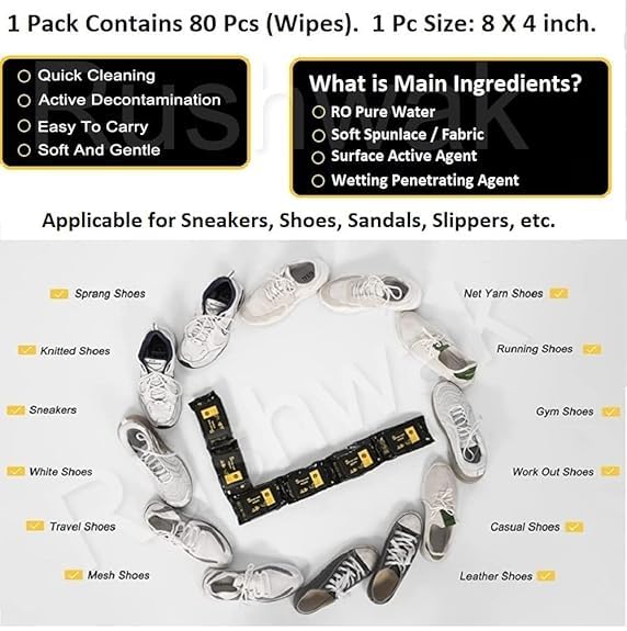 Image of Tails Shoe Sneaker Wipes Cleaner Quick Wipes Disposable Travel Portable Removes Dirt, Stains Instant Sneaker Cleaner, Premium, Wipes for Cleaning & Whitening Shoe Soles (80 Piece)