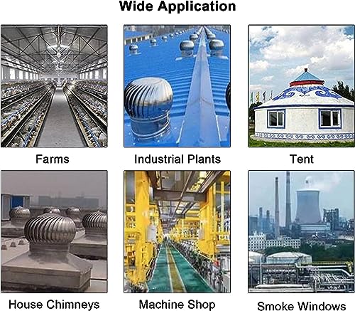 Sombrerete Giratorio para Chimenea - Ventilador de turbina Impermeable con cojinete galvanizado para Mayor eficiencia, solución de ventilación para extracción de Humos