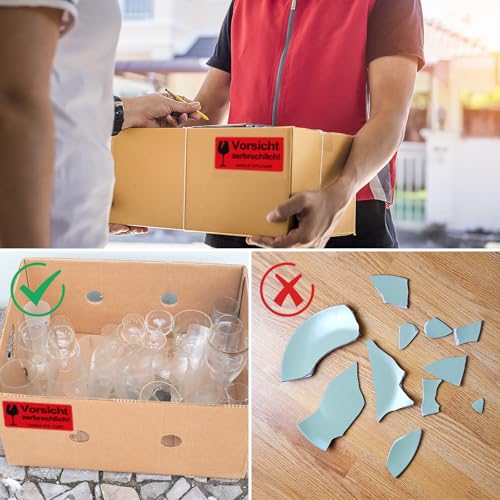 Alitamei Vorsicht zerbrechlich 500 Stück/rolle (100x50mm) Fragile Stickers Moving Warnhinweis Aufkleber für zerbrechliche Warensendungen