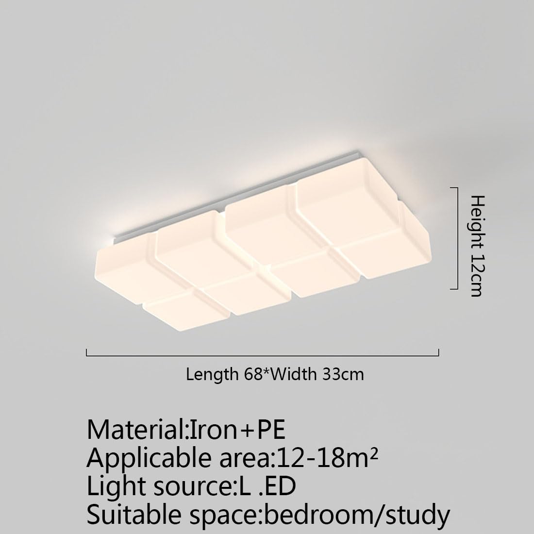 Luces de techo cuadradas modernas, luces LED simples de espectro completo, luces de sala de estar, luces del hogar, luces de estudio, luces de dormitorio, B1/B2