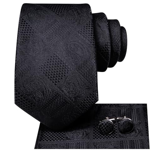 Image of Dubulle Silk Ties Set for Men Formal Paisley Striped Necktie Pocket Square Cufflinks 3PCS Sets Wedding Business Party