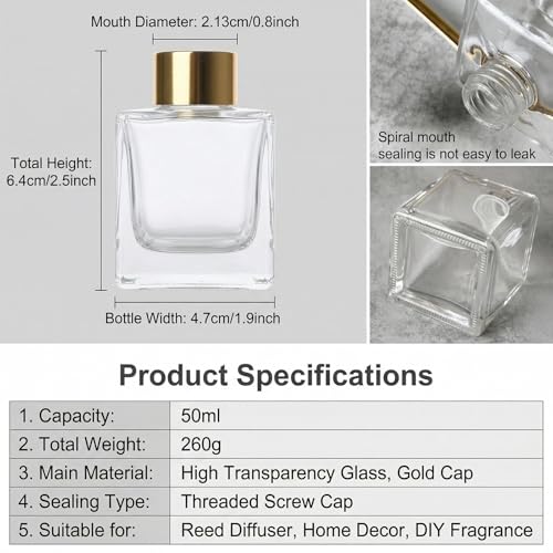 Botellas Difusoras Cuadradas de Vidrio 50ml Pack 2 miniatura 2