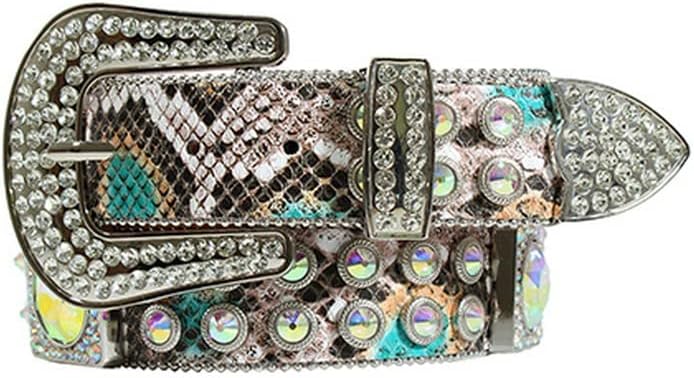 Angel Ranch Western Belt Womens Snake Print Stones Buckle D140003497