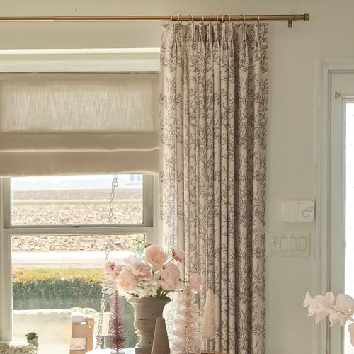 Image of TWOPAGES Sarale Series Print Curtain Light Filtering Linen Blend Customized Curtain Drapery, Single Panel