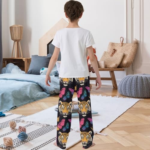 Boy's Pants Tiger Colorful Butterfly Jogger Pants Elastic Waist Long Bottoms Trousers with Pockets 6-14 Years3