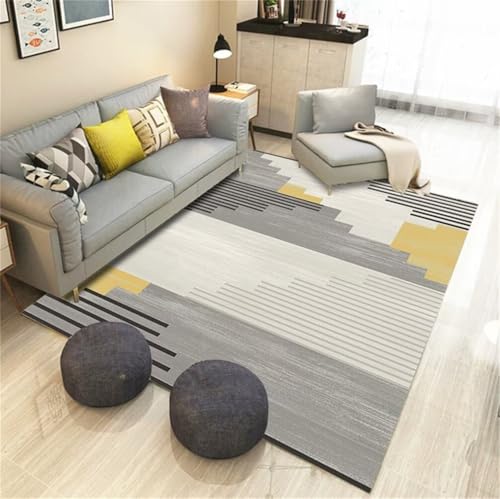 Tapis de salon géométrique moderne gris 150x200cm lavable - 2