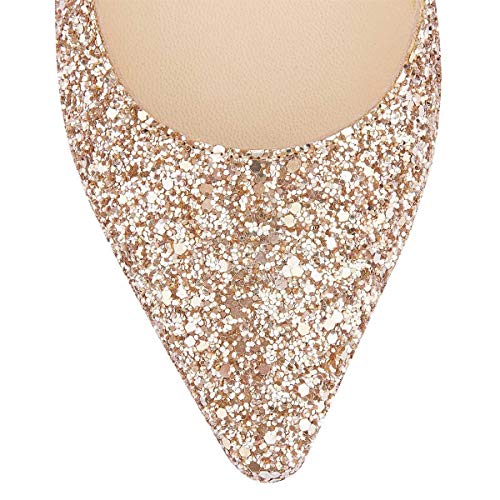 XYD Women's Fashion Glitter Ballet Flats Closed Pointed Toe Dorsay Shoes Low Heel Slip on Casual Cocktail Party Wedding Pumps4