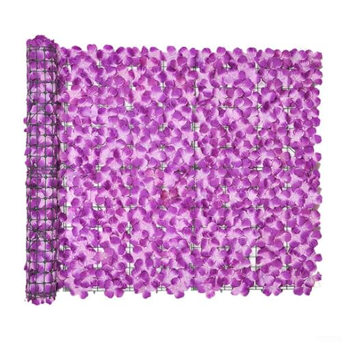 Clôture d'hortensia artificielle réaliste pour jardin, cour et mariages (50 x 300 cm, violet)