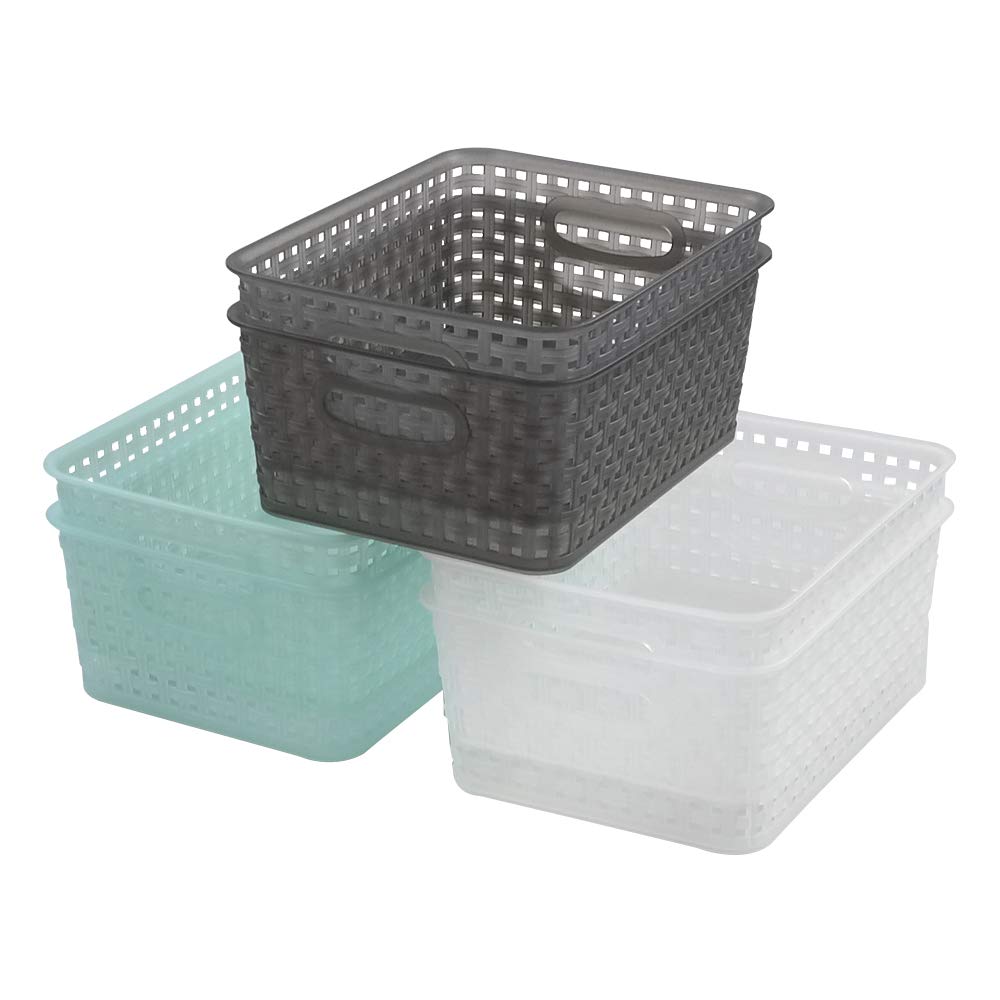 Hokky6-pack Weave Storage Basket, Plastic Cupboard Baskets, 8 L