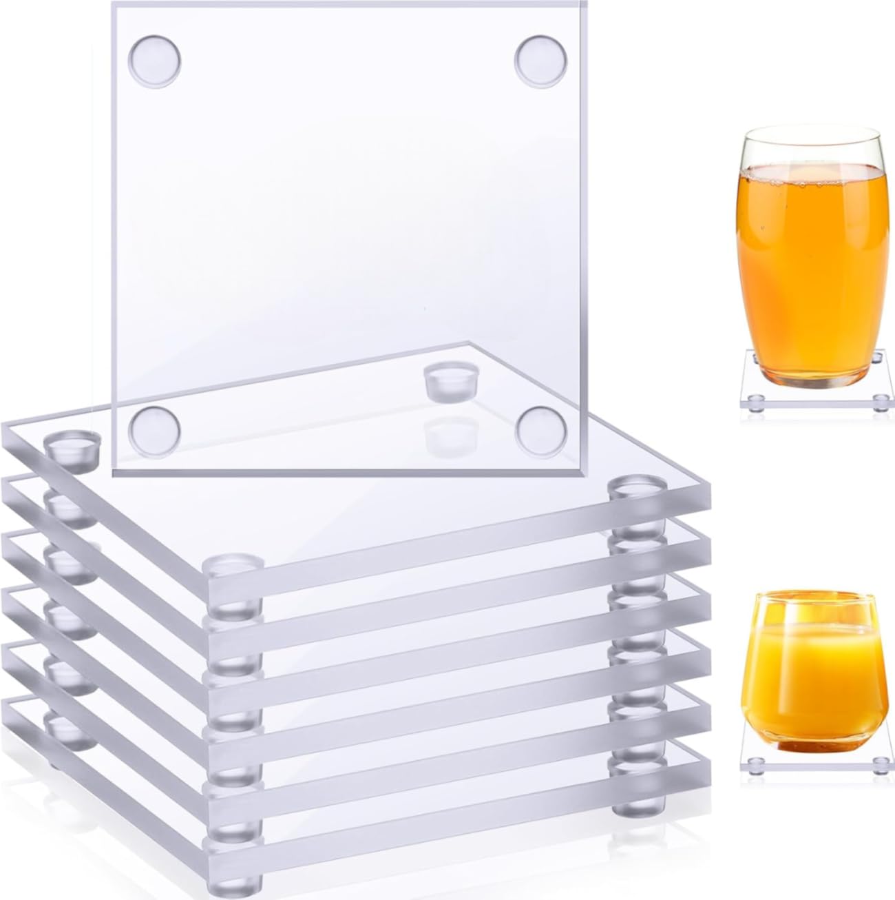 Acrylic Glass Coasters for Dining and Office Table, Set of 4, Large Size (4, Square Shape)-image-45