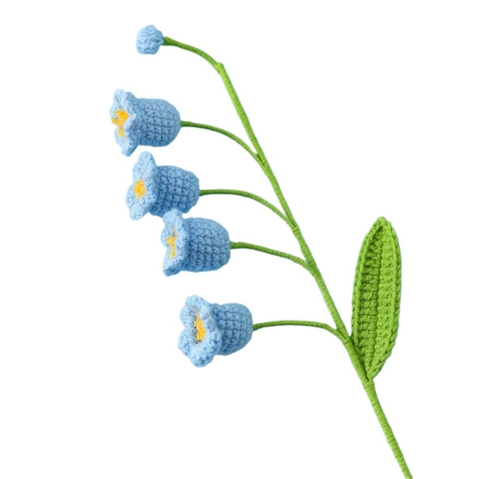 ENWWCH 4pcs Crochet Bell Bouquet Finished Kintted Flower Fake Flowers For Home(Color2)