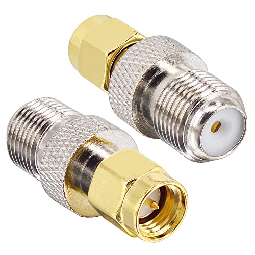 BOOBRIE SMA Koaxialkabelstecker 2 Stücke SMA zu F Koax Adapter SMA Anschluss SMA Stecker auf F Buchse Adapter für LAN/LMR-Funkantennengeräte/HF-Koaxialkabel/WiFi-Funkgeräte Externe Antenne Cover